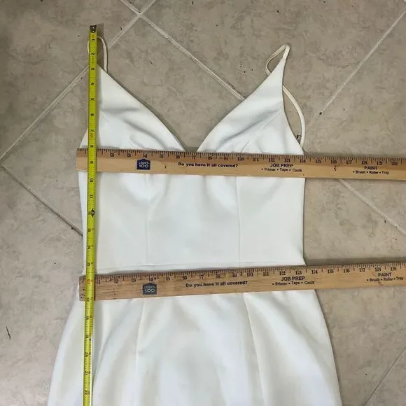 Vow’d Mermaid Trumpet Plunge Wedding Gown women’s Size 4 white train Crepe - Picture 11 of 14